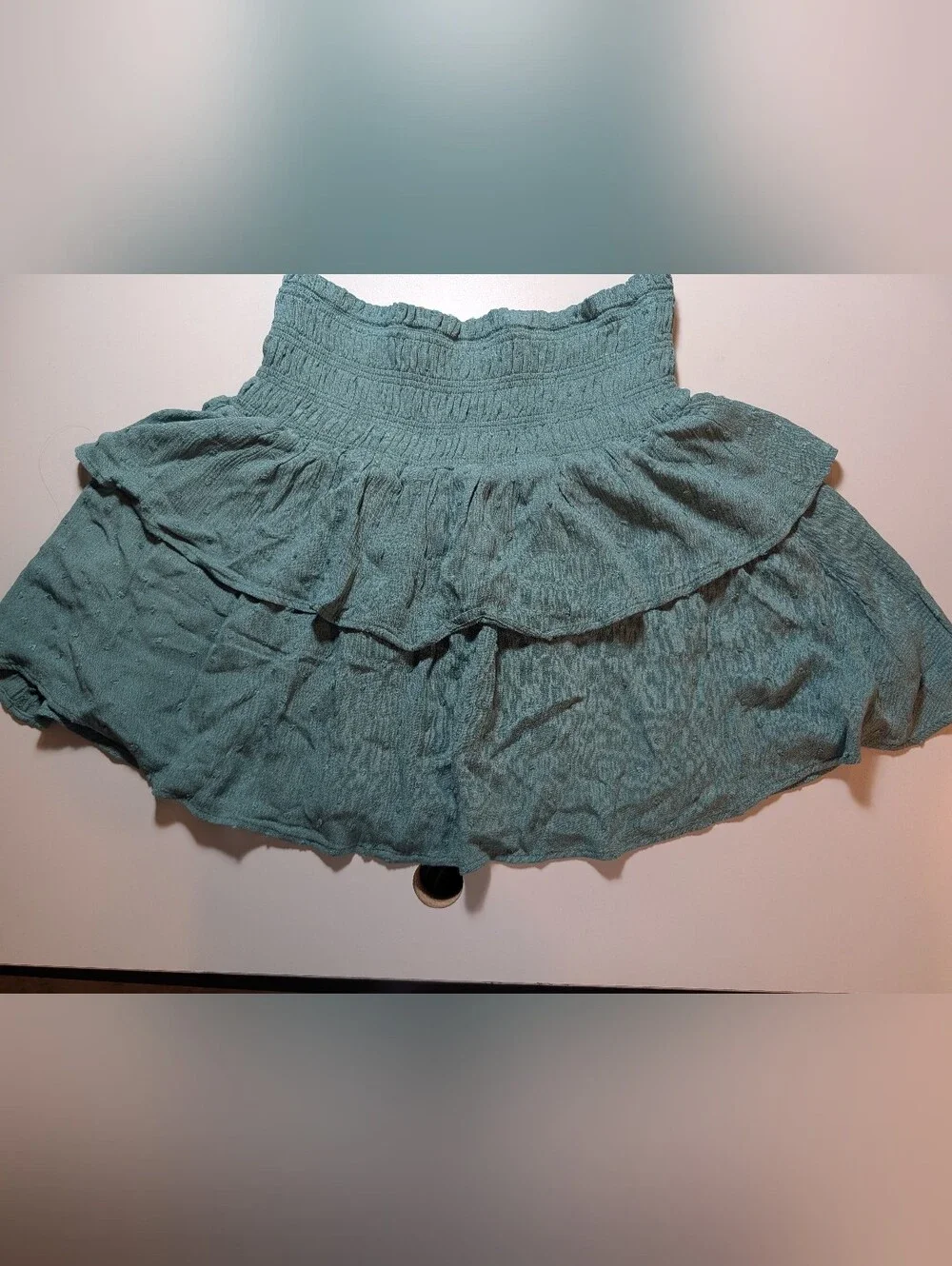 Altard State Woman's Size Tiered Teal Women's Skirt - Elastic Waist Ruffle Mini